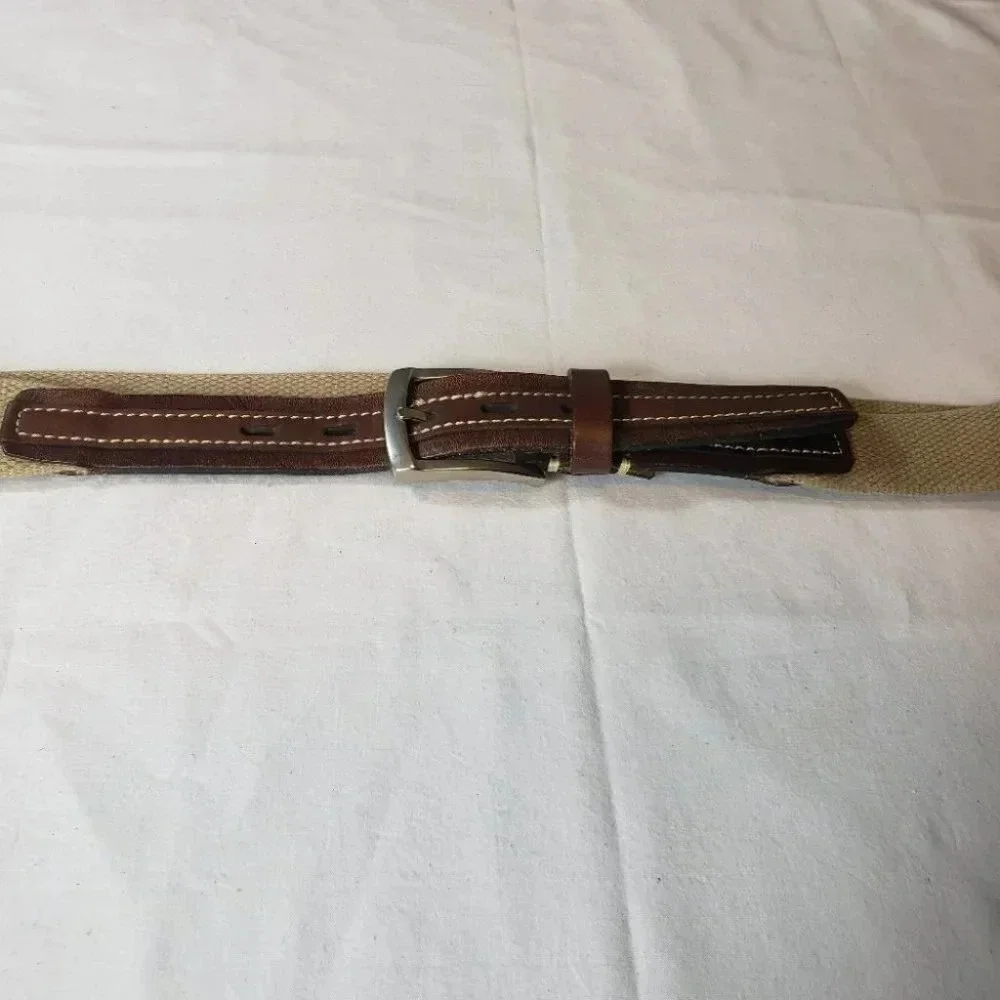 Brown leather and tan mens‎ W44 belt